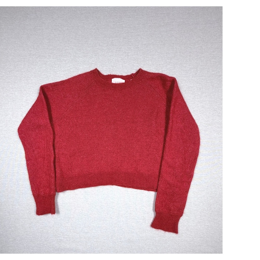 DOEN Red Alpaca Wool Blend Cropped Crewneck Knit Sweater Small Feminine Classy